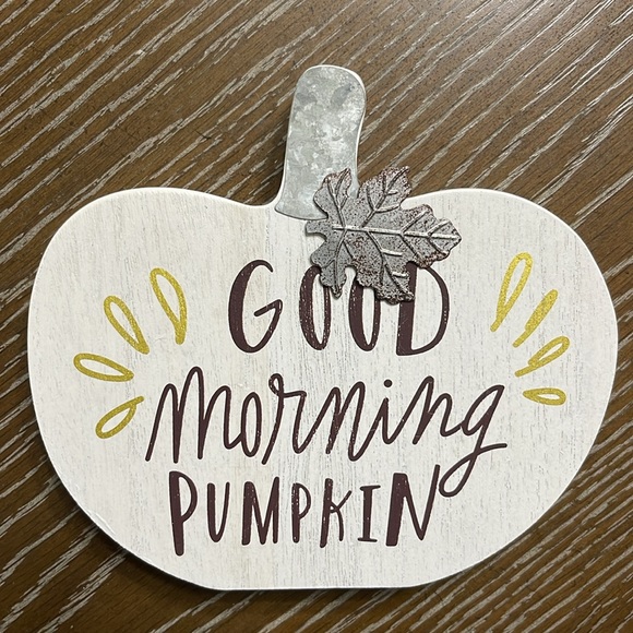 Good Morning Pumpkin Wood Pumpkin 
Autumn Fall Harvest Farmhouse Decor - Picture 8 of 8